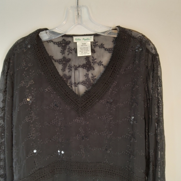 ULLA POPKEN EMBROIDERED SEQUINED SEMI SHEER BLOUSE 16/18 - Picture 5 of 9